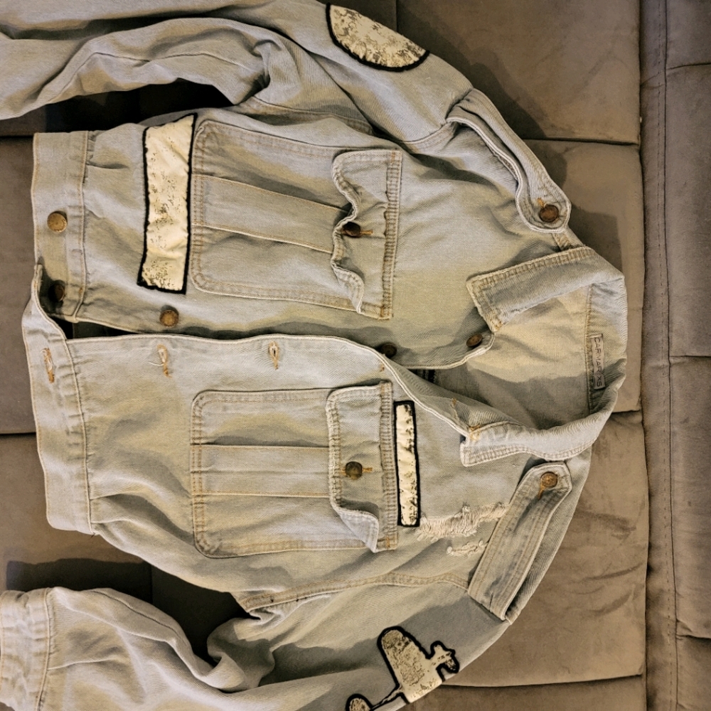 Light Grey Bomber Jean Jacket LF Carmar